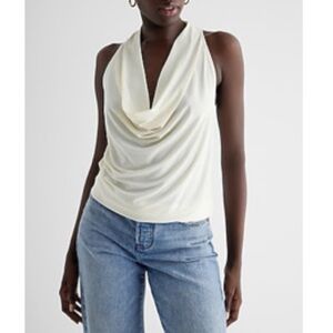 Express Draped Cowl Neck Racerback Tank in White size M - NWT